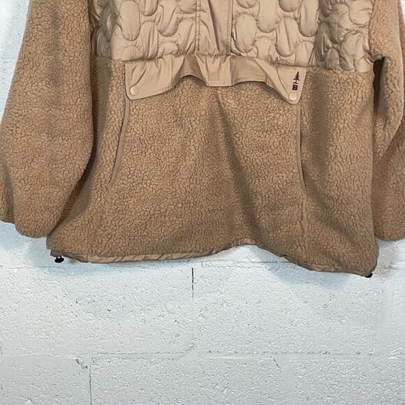 BASS OUTDOOR Women's Contrast Hood Sherpa Soft Pullover, tan Large - Picture 3 of 9